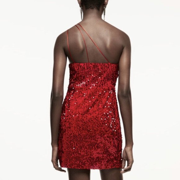 ZARA | Red Sequin Dress - Picture 3 of 7